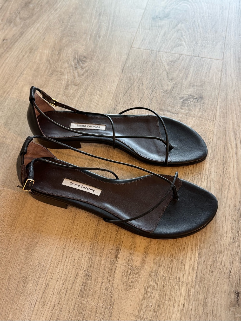 Emme Parsons Black String Flat Sandals size 41 New